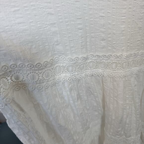 NEW Lulus Light Breeze White Striped Crochet Lace Tiered Maxi Dress Size Small - Picture 9 of 14